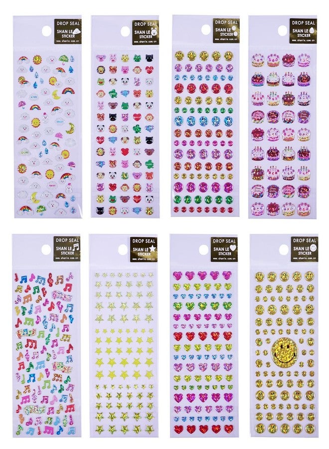 Toyshine 8 Sheets Self-Adhesive Craft Jewels and Gems Rhinestones Sticker for Kids Room Scrapbooking Notebook Project Practicles Decoration and Fun Birthday Gift Party Supplies Reward -Multi - Image 1